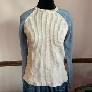 Orvis 100% Cotton Colorblock Cream Blue Sweater Women S Classic Luxury Spring